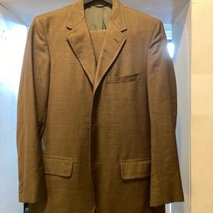 1960’s Vintage 2-Piece Suit.  3 button.  Brown with slight sharkskin sheen.